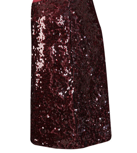 High Waist Wine Red Sequins Shining Elegant Mini Half-body Skirt Women Fashion Tide New Spring Autumn 2025 11A0892
