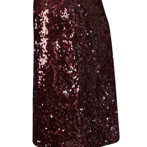Load image into Gallery viewer, High Waist Wine Red Sequins Shining Elegant Mini Half-body Skirt Women Fashion Tide New Spring Autumn 2025 11A0892
