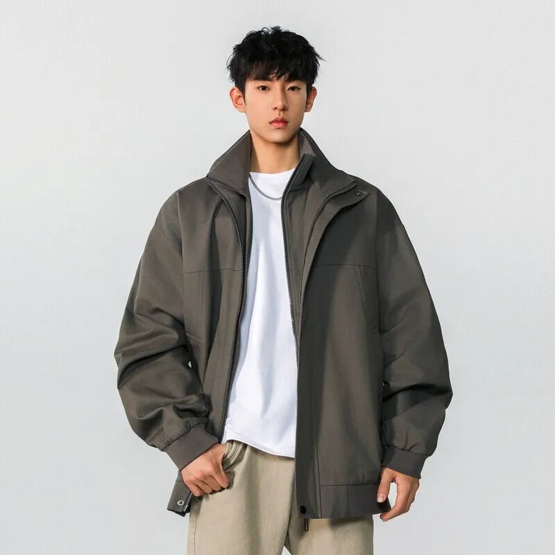 Spring Male Hooded Jacket Solid Color New High Street American Tide Fanshionable Style Fake Two Piece Jackets 9W1274