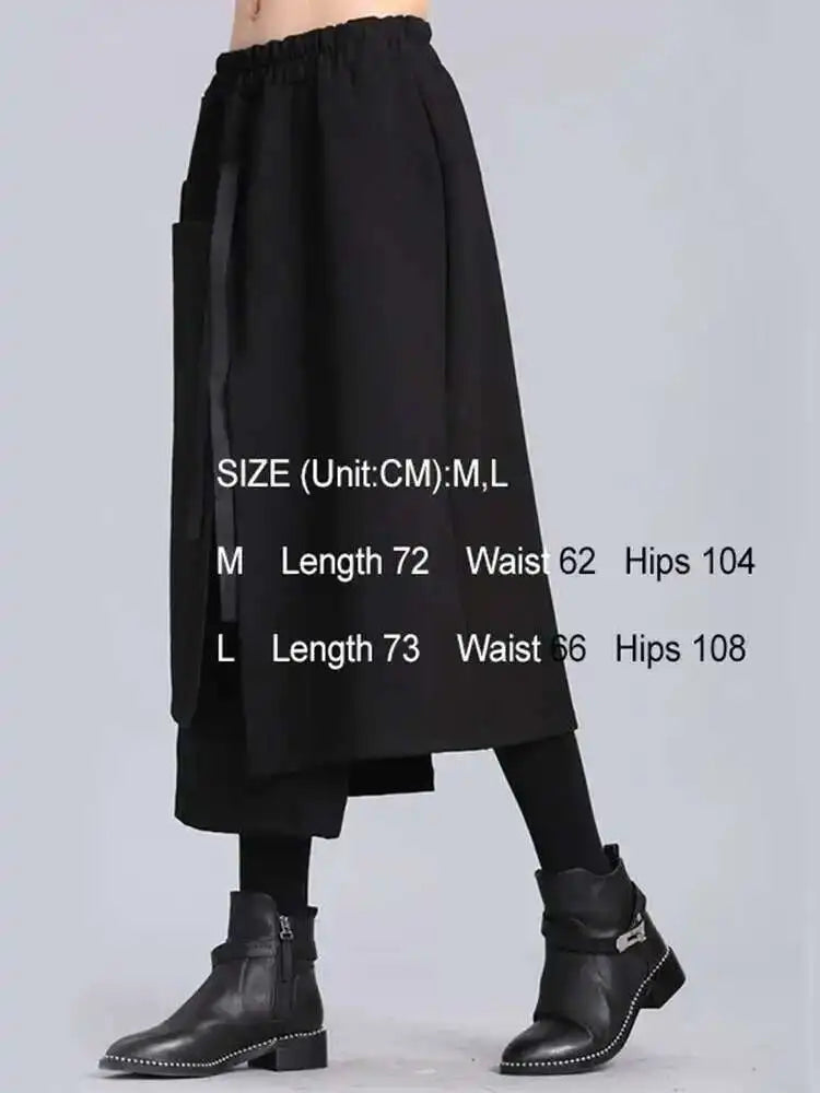 High Elastic Waist Black Irregular Ribbon Long Casual Half-body Skirt Women Fashion Tide New Spring Autumn 2025 JL233