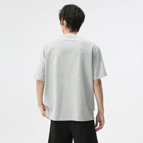 Load image into Gallery viewer, Patchwork Fake Two-Piece Men&#39;s T-shirts Loose Half Zipper Round Neck Short Sleeve Male Top Summer Trend 9C6157
