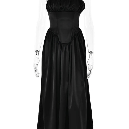 Load image into Gallery viewer, Elegant Sleeveless Satin Bodycon Dress Women's Pleated Slim Fit Long Dress Female Elegance Party Club Street Clothing
