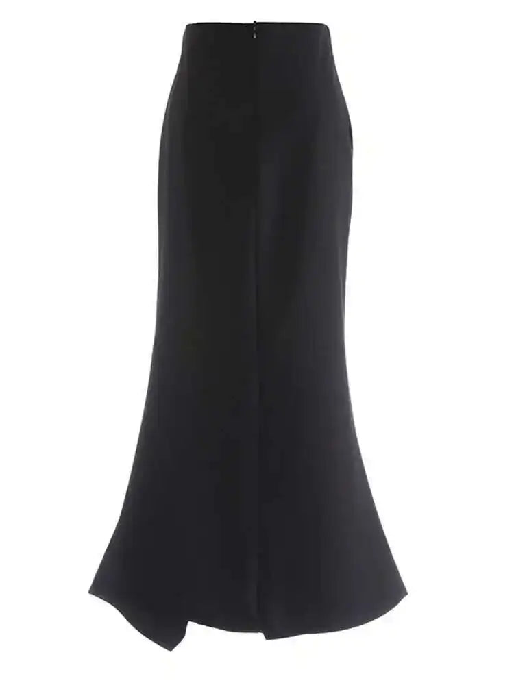 High Waist Rose Red Pleated Nailed Irreuglar Elegant  Half-body Skirt Women Fashion Tide New Spring Autumn 2025 1DH5226