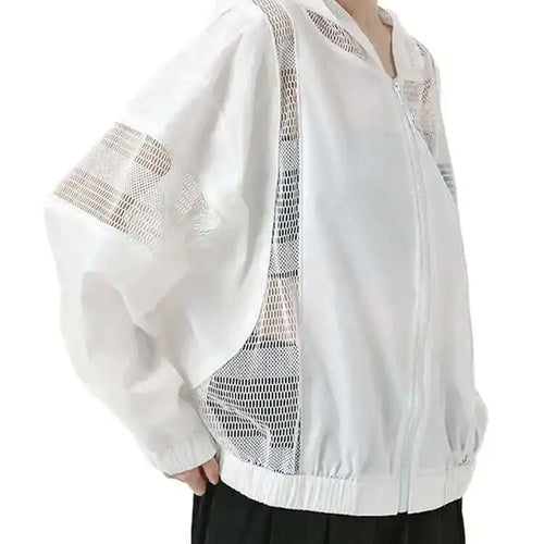 Load image into Gallery viewer, White Mesh Perspective Big Size Thin Jacket New Hooded Long Sleeve Women Coat Fashion Tide Spring Autumn 2025 1DH6562
