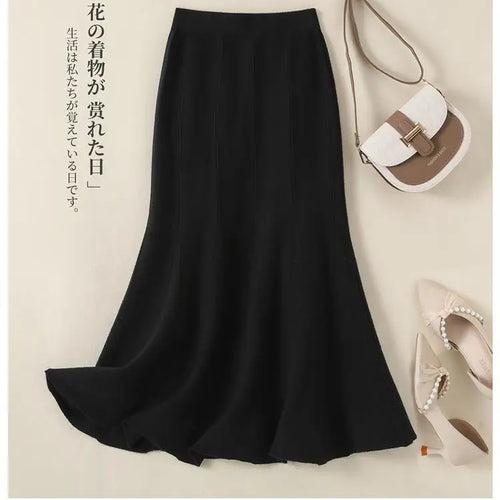 Load image into Gallery viewer, Korean Fashion Autumn Winter Warm Women Solid Knitted Wrapped Hip Long Skirts High Waist A-line Pleated Skirt 2024 New Versatile
