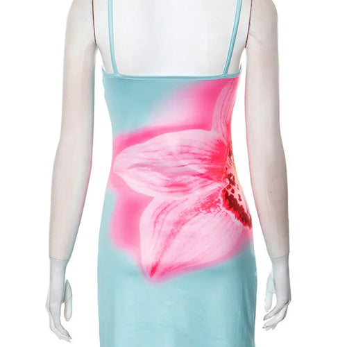 Load image into Gallery viewer, Spaghetti Strap Floral Print Sexy Mini Dress For Women Robe Fashion Elegant Sleeveless Backless Summer Beach Dress
