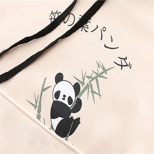 Load image into Gallery viewer, Panda Print Kawai Cute Women Hoodies Drawstring Cotton Hooded Sweatshirt Winter Sweet Style Long Sleeve Korean Ladies Tops
