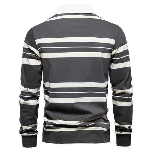 Load image into Gallery viewer, Cotton Long Sleeve Men&#39;s Polo Shirts Cotton Striped Zipper Polo Shirts for Men New Spring Designer Men Clothing

