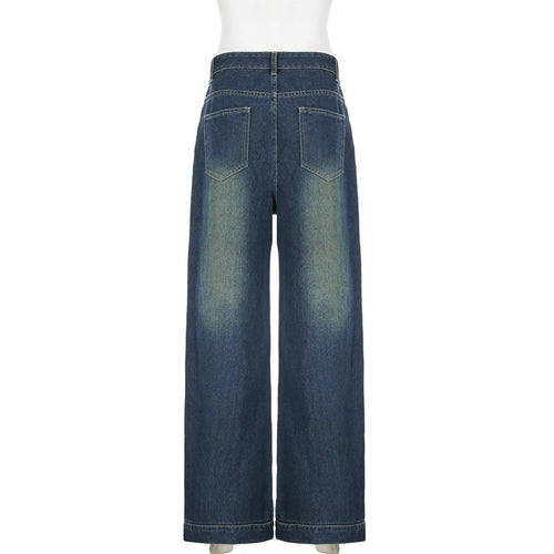 Load image into Gallery viewer, Korean Fashion Stitching Low Rise Baggy Pants Jeans Women Harajuku Distressed Denim Wide Leg Trousers Bottoms Outfits
