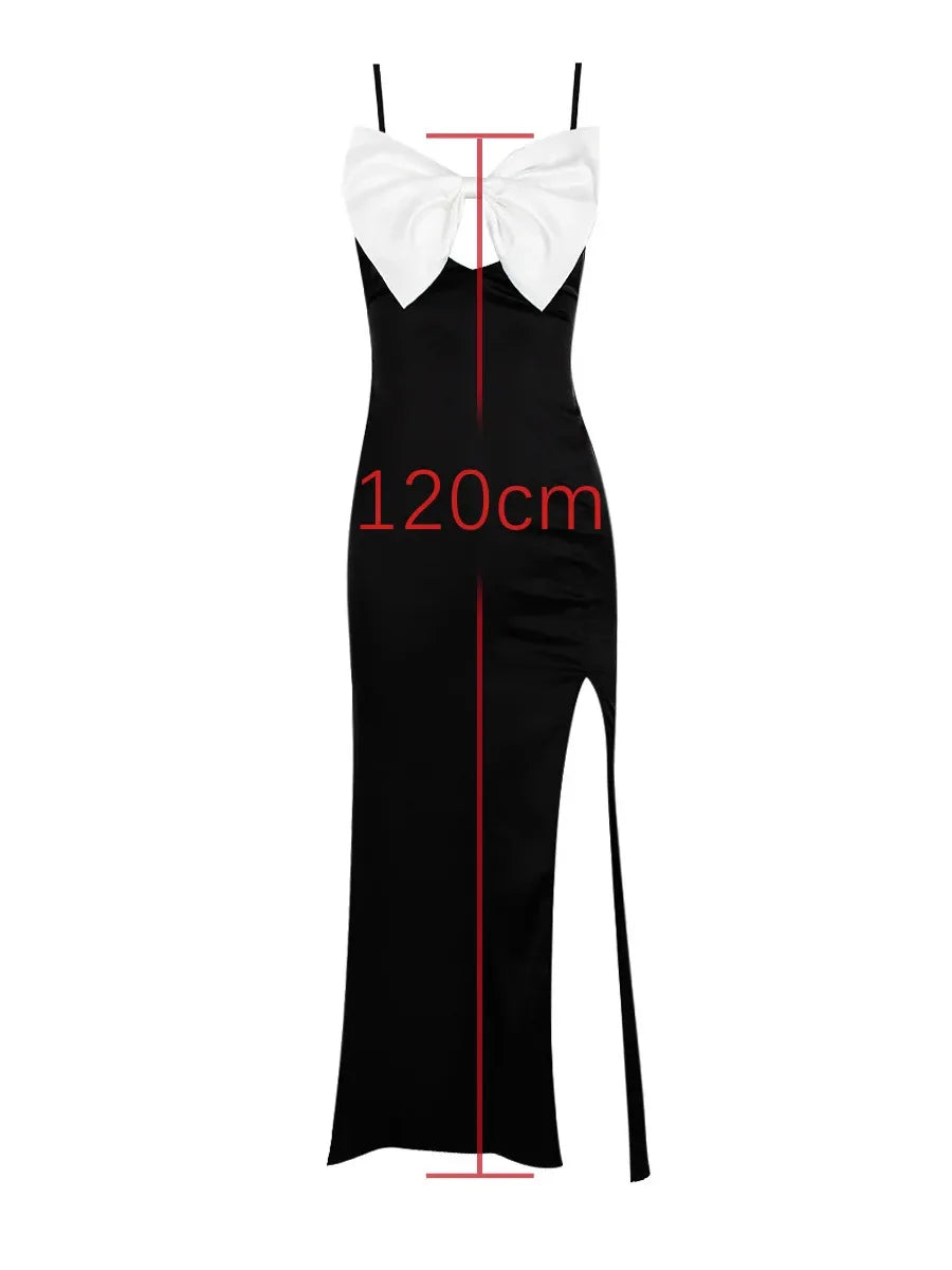 Elegant Premium Satin Finish Women Christmas Dress Sexy Open Back Split Long Dress Party Evening Dress Bodycon Vestidos