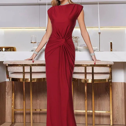 Load image into Gallery viewer, Elegant Sleeveless Round Neck Long Dress For Women Spring Summer 2025 New Temperament Slim Party Club Evening Dress
