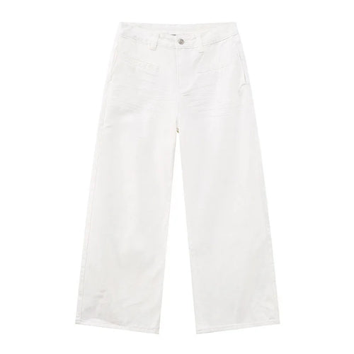 Load image into Gallery viewer, Men's Jeans Personality Pocket Reverse Wear Fold Design Solid Color Straight Wide Leg Denim Pants New Stylish 9W1589
