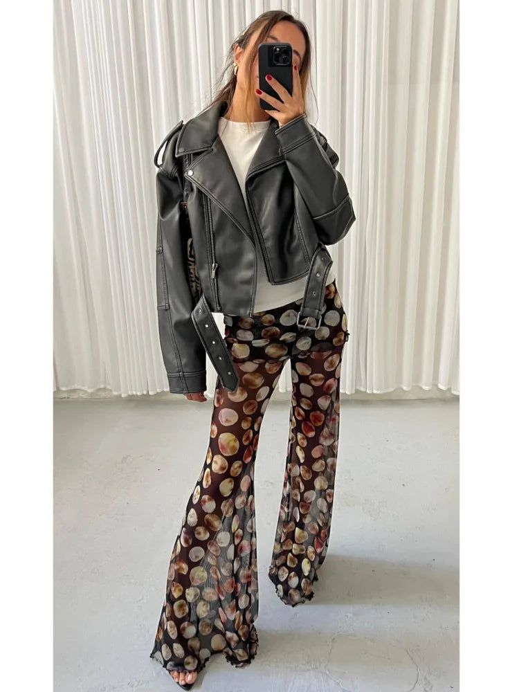 Fashion Loose Leopard Print Flared Pants Women's Pants 2025 Spring/summer New Slim Fit Party Holiday Beach Streetwear