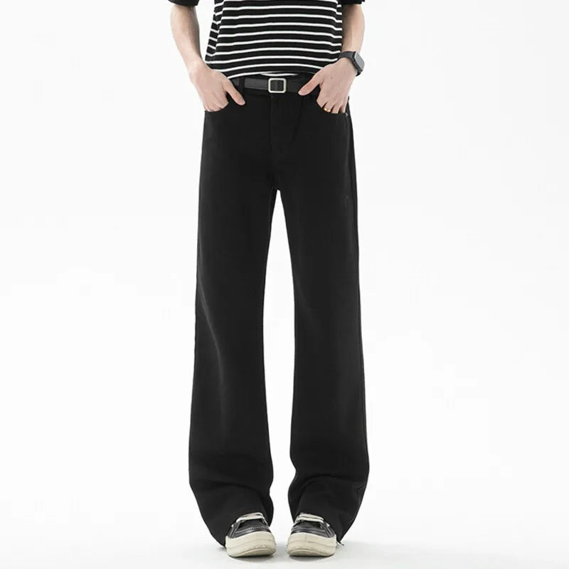 Men's Jeans New Spring American Cat Whiskers Design Loose Solid Color Style Light Flare Fanshionable Pants 2025 9W1535