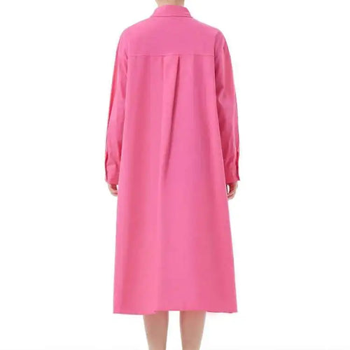 Load image into Gallery viewer, Women Rose Red Button Design Big Size Midi Shirt Dress New Lapel Long Sleeve Fashion Tide Spring Autumn 2025 1DH5165
