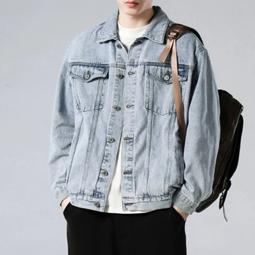 Load image into Gallery viewer, Men&#39;s Cargo Denim Jacket Solid Color Turn-down Collar New Korean Loose Fashion Casual Trendy Jackets 2025 Spring 9W1321
