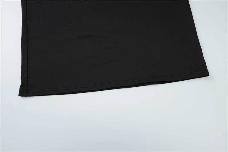 Elegant Summer 2 Piece Sets Women Metal Ring Crop Tops And Maxi Skirt Female Fashion Solid Lace-up Beach Two Piece Sets