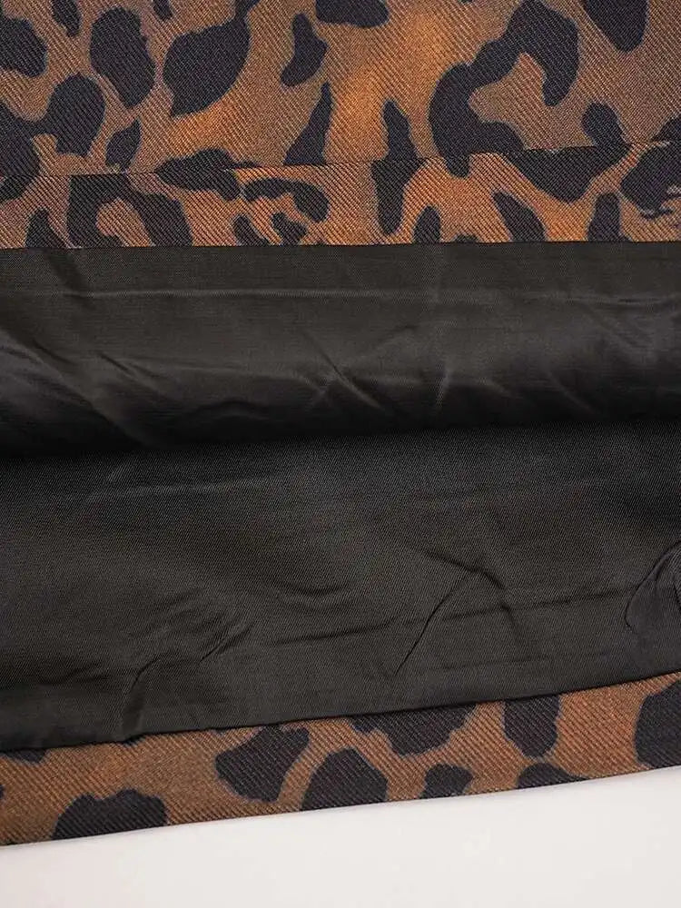 Women Leopard Print Big Size Casual Vintage Mini Vest Dress New Lapel Sleeveless Fashion Tide Spring Autumn 2025 1DH5205