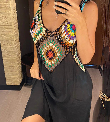 Sexy Splicing Hollow Out Crochet Knitted Tunic Beach Cover Up Cover-ups Beach Dress Beach Wear Beachwear Female V3922