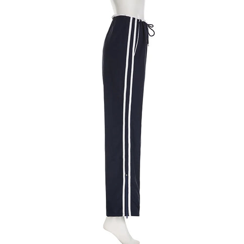 Load image into Gallery viewer, Streetwear Drawstring Stripe Women Trousers Straight Leg Casual Baggy Pants Patchwork Sporty Joggers Sweatpants 2024
