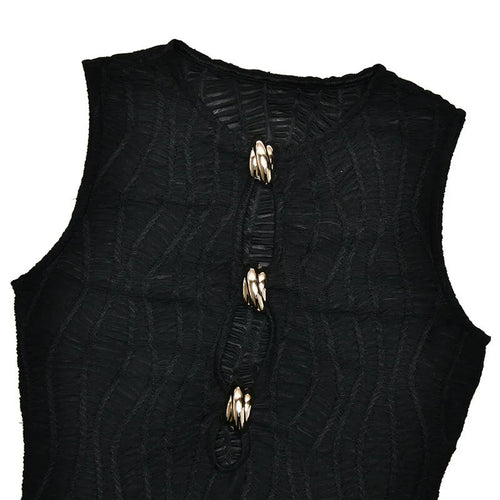 Load image into Gallery viewer, Hollow Out Sleeveless Sexy Mini Dress Women Robe Fashion Summer New Metal Ring Skinny Tank Dress Female Club Dresses
