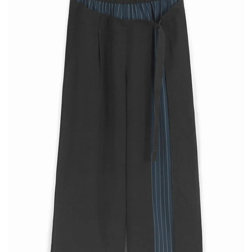 Load image into Gallery viewer, High Elastic Waist Blue Striped Color-block Wide Leg Pants New Trousers Women Fashion Tide Spring Autumn 2025 1DJ1320
