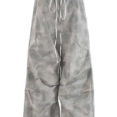 Load image into Gallery viewer, High Waist Gray Printed Pleated Drawstring Long Wide Leg Pants New Trousers Women Fashion Tide Spring Autumn 2025 CPDB314
