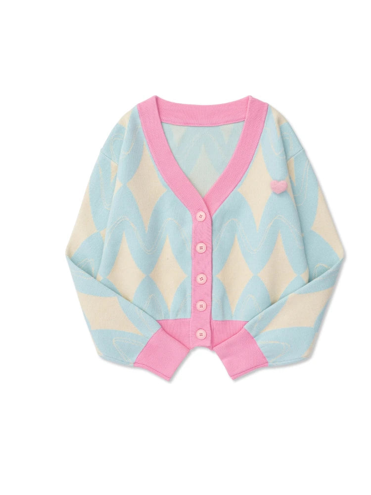 Women Cardigan Knitted Sweater Loose Single Breasted Students V-neck Lovely Knitwear Korean Cardigans Tops Pull Femme