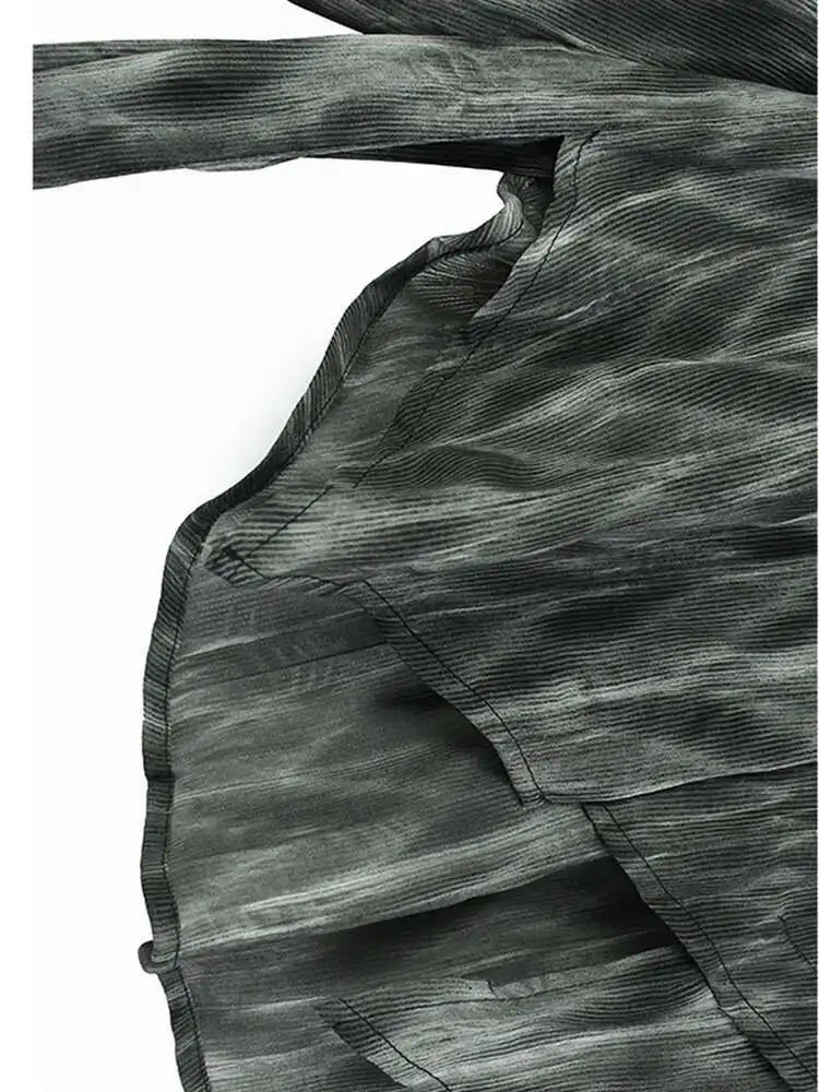 Women Coffee Tie Dye Ribbon Big Size Casual Blouse New Lapel Long Sleeve Shirt Fashion Tide Spring Autumn 2025 1DH5309