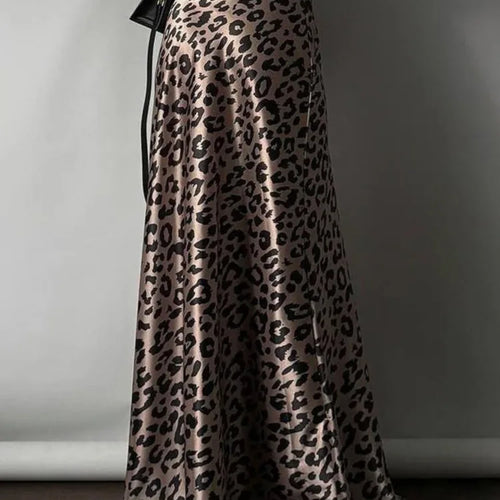 Load image into Gallery viewer, Satin Leopard Print Long Skirt Women Fashion High Waist Maxi Fishtail Skirt Ladies Fashion With Zipper Sexy Skirts

