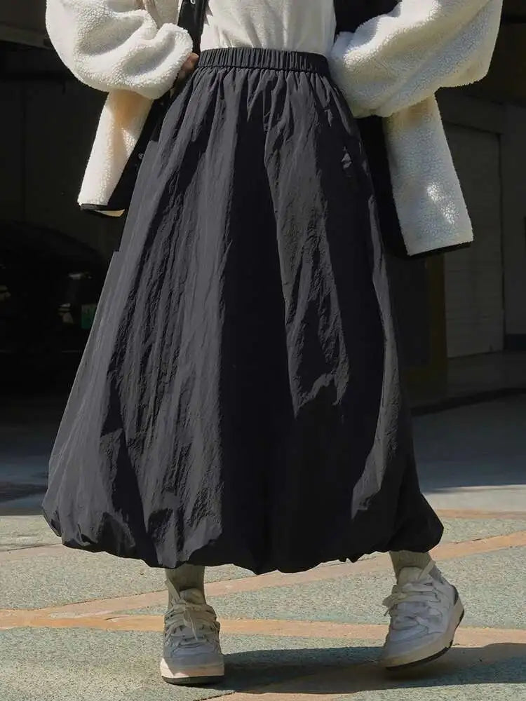 High Elastic Waist Blue Thick Cotton-padded Aline Half-body Skirt Women Fashion Tide New Autumn Winter 2025 1DH2758