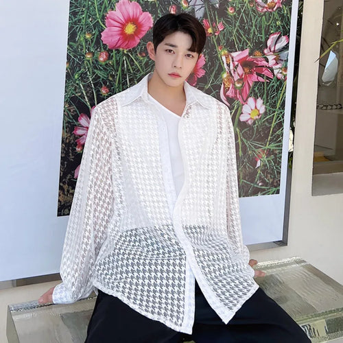 Load image into Gallery viewer, Plaid Men's Shirts Summer New Trendy Single Breasted Style Loose Sunscreen Long Sleeve Male Shirt Korean Men Top 9A3240
