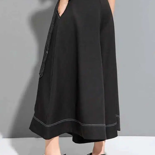 Load image into Gallery viewer, High Waist Black Topstitched Bandage Long Wide Leg Pants New Loose Fit Trousers Women Fashion Spring Autumn 2025 1DF7722
