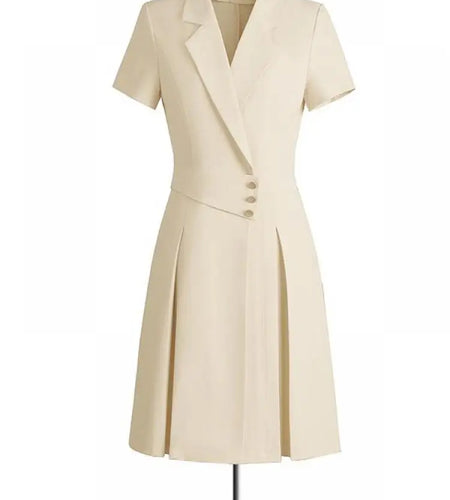 Women Solid Elegant Single Breasted Suit Dress 2024 Summer New Fashion Clothing High Waist Slim Short Sleeved Party Blazer Dress