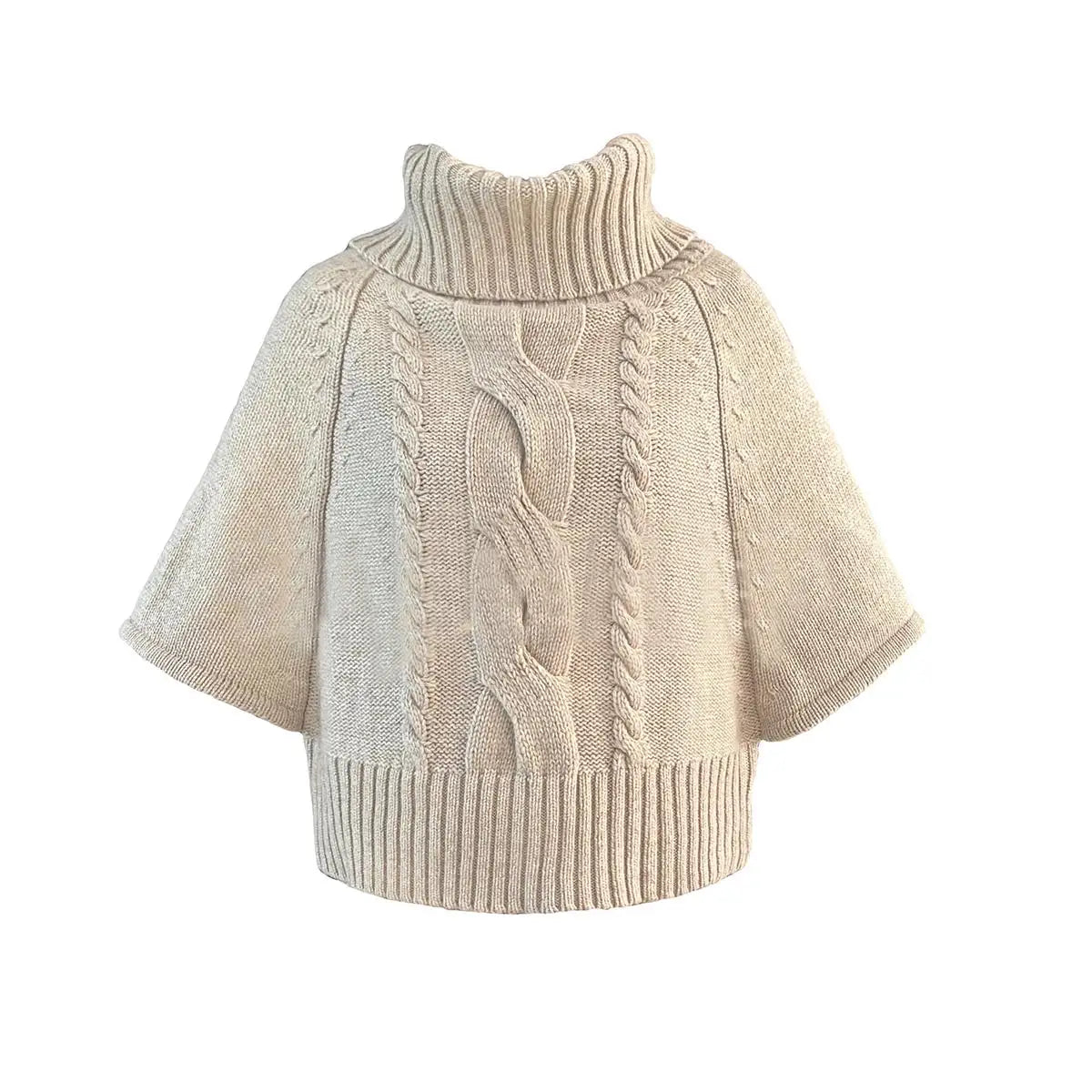 Japanese Y2k Khaki Cape Sweater Vintage Harajuku Knit Loose Pullover Korean Style Turtleneck Knitwear 2000s Aesthetics