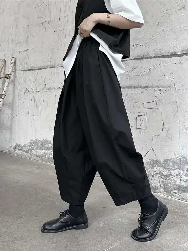 High Elastic Waist Black Pleated Long Wide Leg Pants New Loose Fit Trousers Women Fashion Tide Spring Autumn 2025 1DF9659