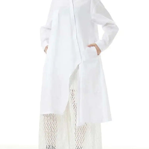 Load image into Gallery viewer, Women Purple Irregular Button Slit Big Size Shirt Dress New Lapel Long Sleeve Fashion Tide Spring Autumn 2025 1DH4827
