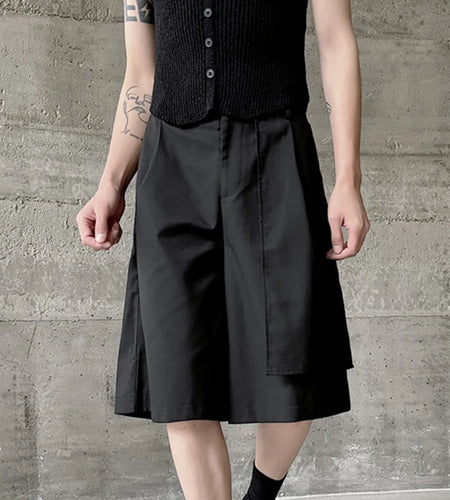 Men's Casual Shorts Irregular Design Dark Style Warrior Pants Summer Fashion Solid Color Versatile Clothing 9C5911