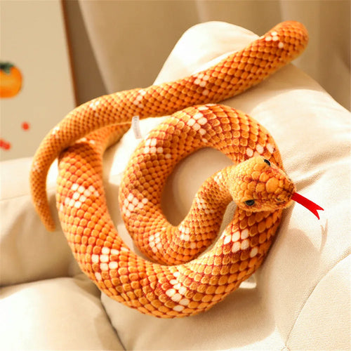 Load image into Gallery viewer, 110cm/300cm Simulation Long Golden Python Giant Real Snakes Plush Toy Stuffed Snake Plushie Children Boys Gift Home Decoration
