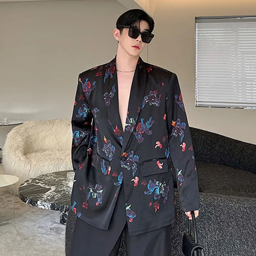 Load image into Gallery viewer, Floral Printing Men&#39;s Suit Jacket Menwear V-neck Single Button Blazer New Contrast Color Fashion Male Top Niche 2024 9C5957
