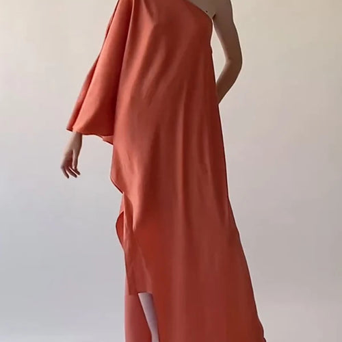 Load image into Gallery viewer, Muslim Women&#39;s Fashion Dubai Abaya Dresses 2025 Summer Autumn Loose Asymmetric One-shoulder Long Dresses for Woman
