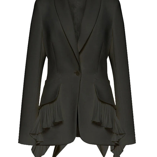 Load image into Gallery viewer, Women White Irregular Pleated Ruffles Elegant Blazer New Lapel Long Sleeve Jacket Fashion Tide Spring Autumn 2025 1DH4840
