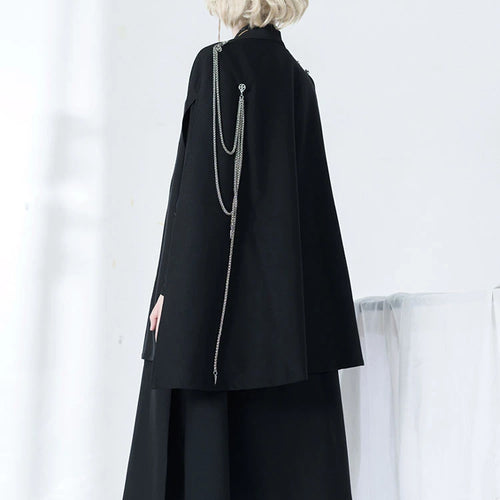 Load image into Gallery viewer, Harajuku Women Black Jackets Gothic Vintage Cloak Coats Y2k Aesthetic Loose Zipper Jacket Streetwear Grunge Sleeveless Split Top
