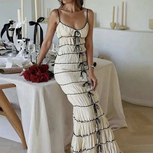 Load image into Gallery viewer, Elegant Spaghetti Strap Bodycon Women Dress 2024 Autumn Sexy Backless Pleated Party Club Evening Dress Waist Vestdos
