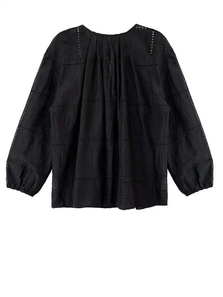 Lace Big Size Shirt Half-body Skirt Two Pieces Suit New Round Neck Long Sleeve Women Fashion Spring Autumn 2025 1DJ0062