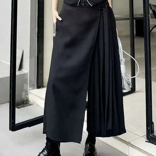 Load image into Gallery viewer, High Elastic Waist Black Bandage Pleated Long Wide Leg Pants New Trousers Women Fashion Tide Spring Autumn 2025 1DH6554
