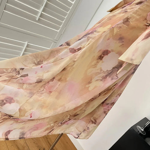 Load image into Gallery viewer, Summer Vintage Fashion Yellow Print Bow Party Long Dress For Women Elegant Slim Vacation Backless Dresses 2025 New Robe Bohemian
