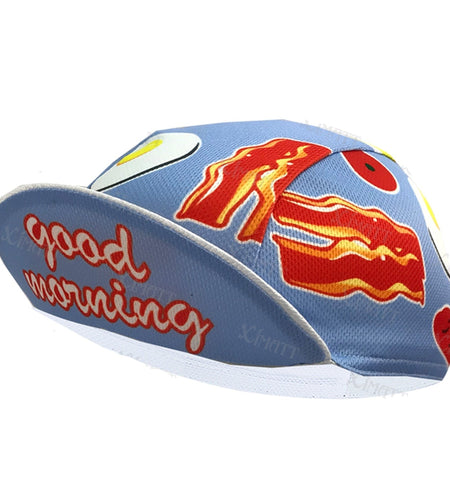 Pork Belly Fried Egg Sausage Food Series Polyester For Bicycle Cycling Caps Summer Quick Drying Sports Bike Hat