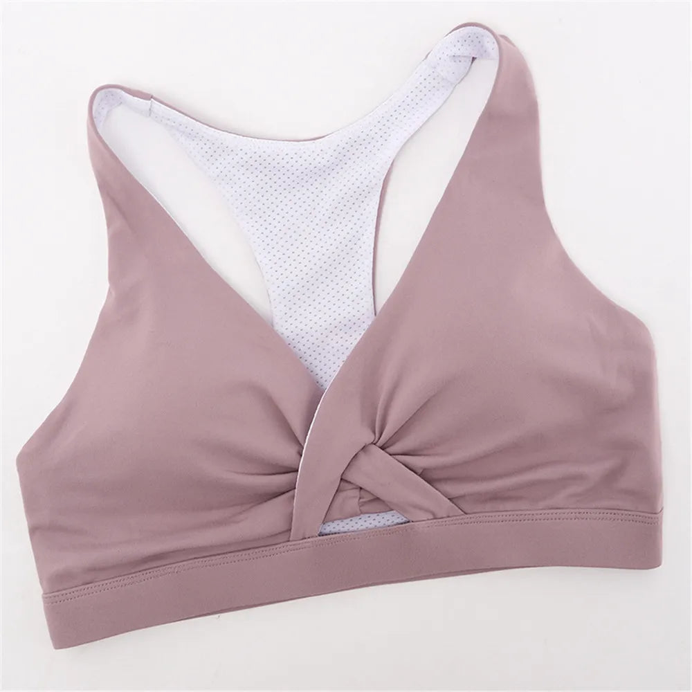Plus Size S-2XL Cross Back Sport Bra Pleated Design Fitness Underwear Women Naked Athletic Tank Top Sexy Hollow Workout Vest