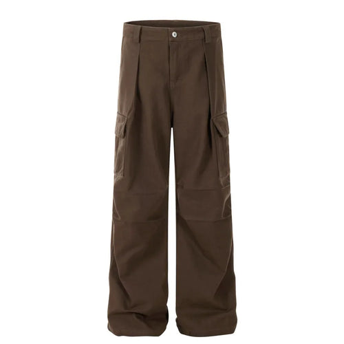 Load image into Gallery viewer, American Style Men&#39;s Cargo Pants Casual Pleated Solid Color Thickened Menswear Straight Leg Male Trousers Autumn 9C9293
